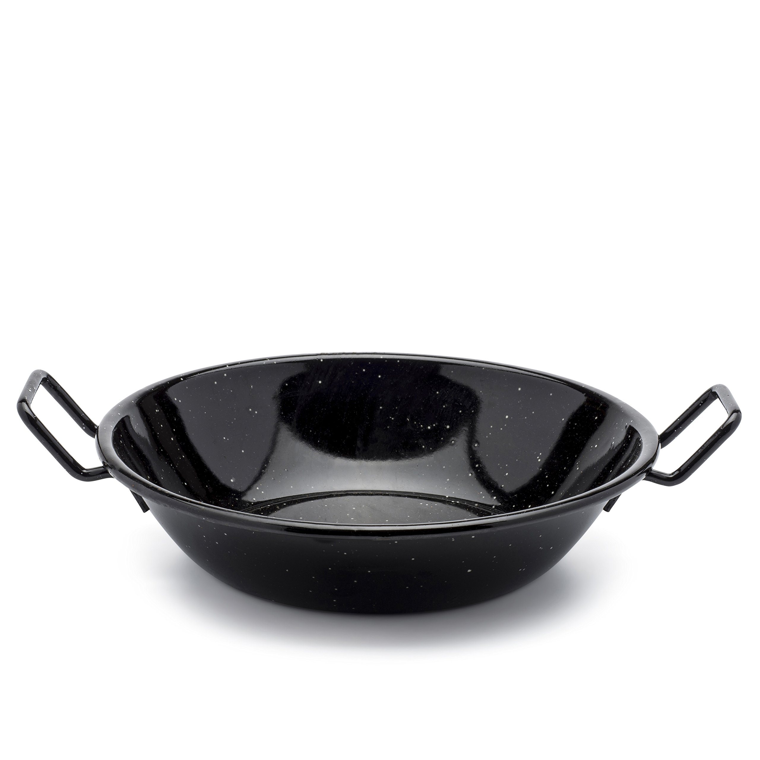 Zinel 4502 Pan Kadai/Wok with Handles, Enamel, Black/White Dots, 22cm