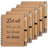 Russel Molly 10 Pcs/5 Set of Christian Gifts Spiral Notebooks Bulk Journals with Christian Pens Prayer Journal for Women and Men, Father Day Gifts for Church Members, Bible Study Groups &amp; Religious Families,Small Notepad (4.33" x 5.43")
