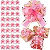 Poen 36 Pcs Valentine Day Pull Bows 6 Inch Gift Wrapping Bow for Baskets Large Ribbon Packaging Bows for Holiday Crafts Presents Gift Birthday Wedding Anniversary Party Decorations(Pink)