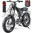 Riding'times 1500W Electric Bike for Adults Full Suspension, Long Seat Dirt Bike with 20" Fat Tire, Max 28/31MPH & 37-150 Miles, 15.6/20.4/31.2AH Battery, Moped Style Ebike for Snow, Mountains, Road