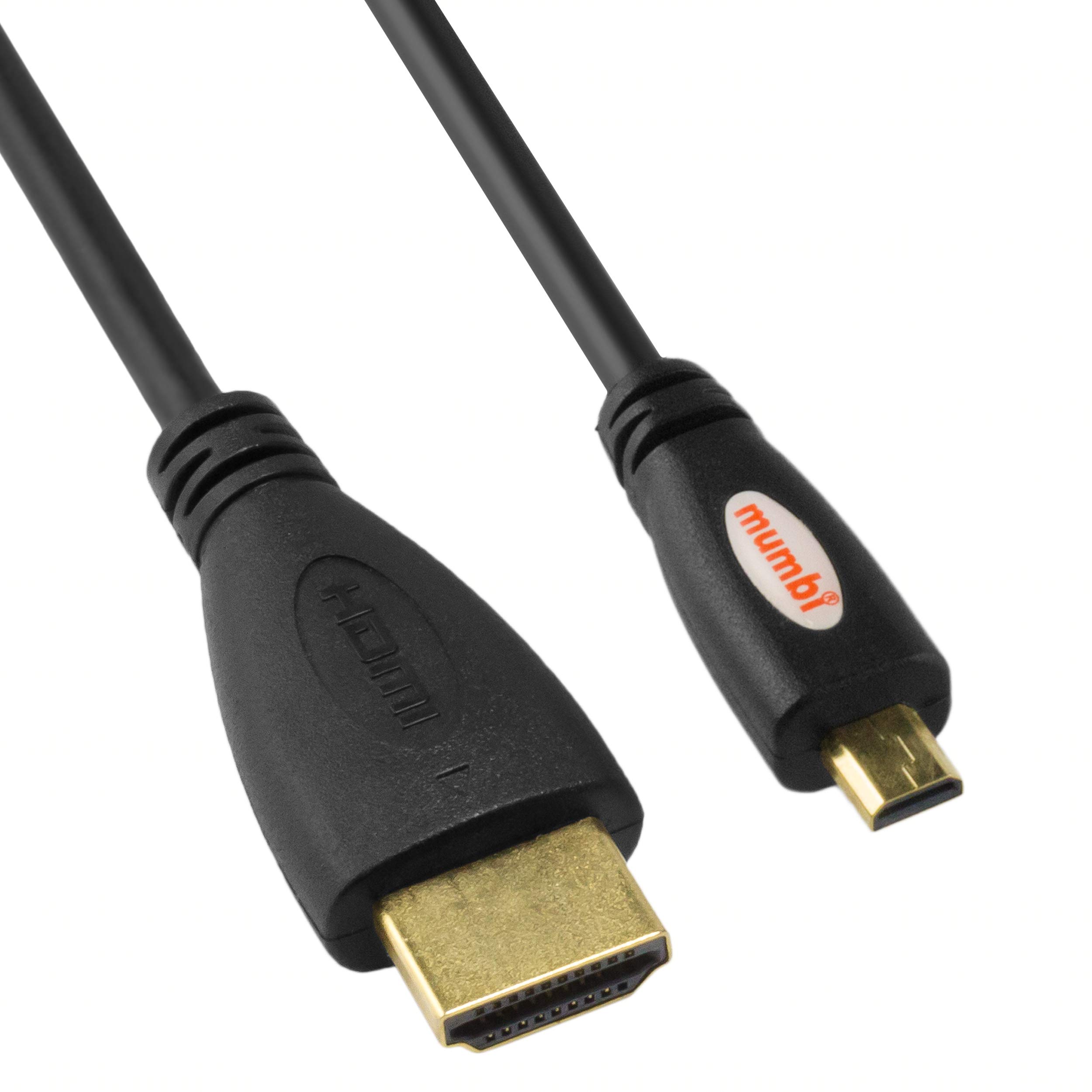 Mumbi Micro HDMI Connection Cable 1080p Gold-Plated Contacts HDMI Micro Type D High Speed HDMI 1.4 Certified / 3 m