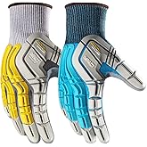 COOLJOB TPR Impact Resistant Safety Work Gloves with Grip, Sandy Nitrile Dipped Utility Gloves for Construction Workers, S-XL
