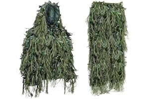 Ghillie Suit, 3D Leafy Ghillie Suit for Men Breathable Lightweight Camouflage Jacket & Pants Set for Outdoor Hunting Photogra