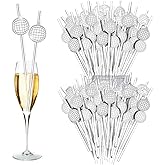 HQKJGSYX 10PCS Silvery Disco Ball Straws Paper Cocktail Disco Party Decorations Straws Mirror Glitter Straw Western Party Decorations for Dance Holiday Wedding Birthday Supplies
