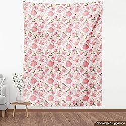 Ambesonne Floral Fabric by The Yard, Vintage Style