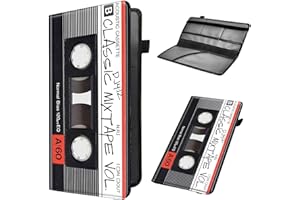 MXFDEGF Car Registration and Insurance Holder, Leather Car Glove Box Organizer, Cool Car Accessories for ID, Driver's License Cards & Essential Document, business cards, Men&Women, Retro Audio Cassette