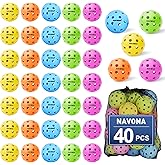 Navona 40 Pack Premium 40-Holes Multicolor Outdoor Pickleball Balls, Meet USAPA Official Requirement, Perfectly Balanced, High Bounce True Flight, Durable Outdoor Pickleball Set