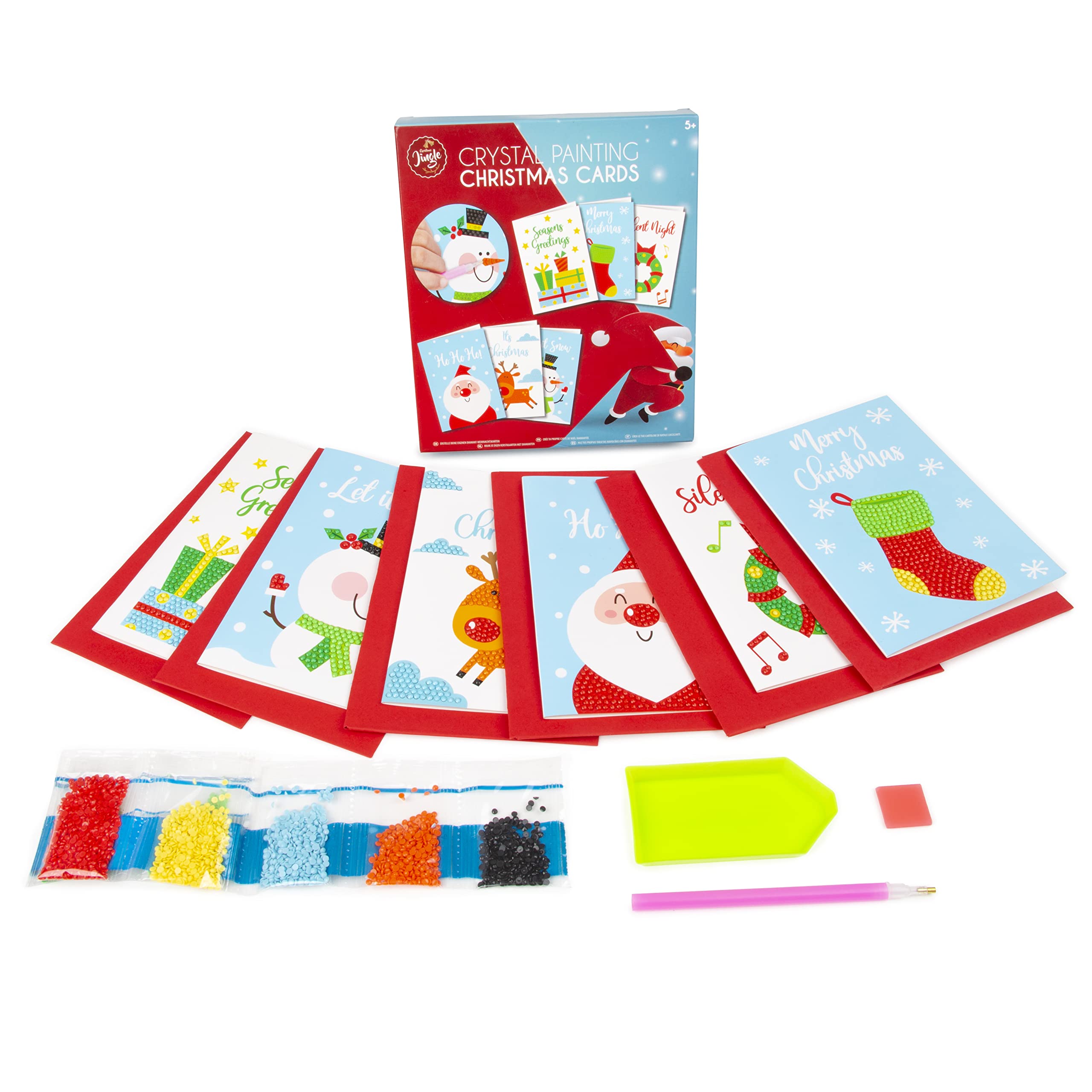 abeec Diamond Art Christmas Cards - Christmas Crafts for Kids - Christmas Stocking Fillers - Diamond Painting - Christmas Gifts for Kids - Christmas Cards Pack - Craft Christmas Decorations
