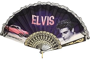 Mid-South Products - Elvis Decorative Folding Hand Fan with Pink Caddy