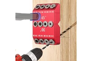 SLIIMU 30 45 90 Degree Angle 4 Sizes Drill Hole Guide Jig for Angled and Straight Hole, Portable Deck Cable Railing Lag Screw Drilling Template Block For Horizontal Cable Wood Post,Stair Wire Handrail