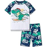 UMELOK Boys' Rash Guard Sets Two Piece Short Sleeve Kids Swimsuit 3-8Y