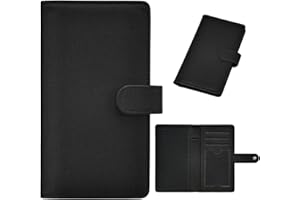 HOFFI Black Woven Checkbook Covers- Leather RFID Check Registers for Personal Checkbook，Women&Men Wallets with Checkbook Holder Case (Woven-Black)