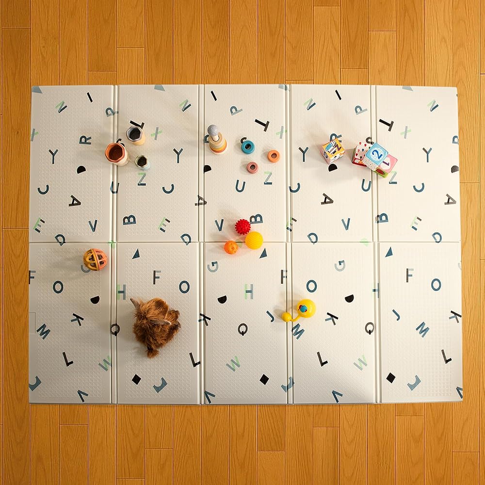KandyToys Folding Baby Play Mat 1.98m x 1.48m Thick 10mm XPE Waterproof