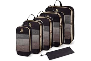 BUNNYCHILL Expandable Compression Packing Cubes for Suitcases,6 Set Lightweight Compressible Travel Packing Organizer for Carry on Suitcase,Organizer Bags Set as Travel Essentials for Women