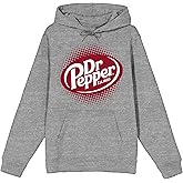 Bioworld Dr Pepper Fizzy Logo Long Sleeve Gray Heather Adult Hooded Sweatshirt