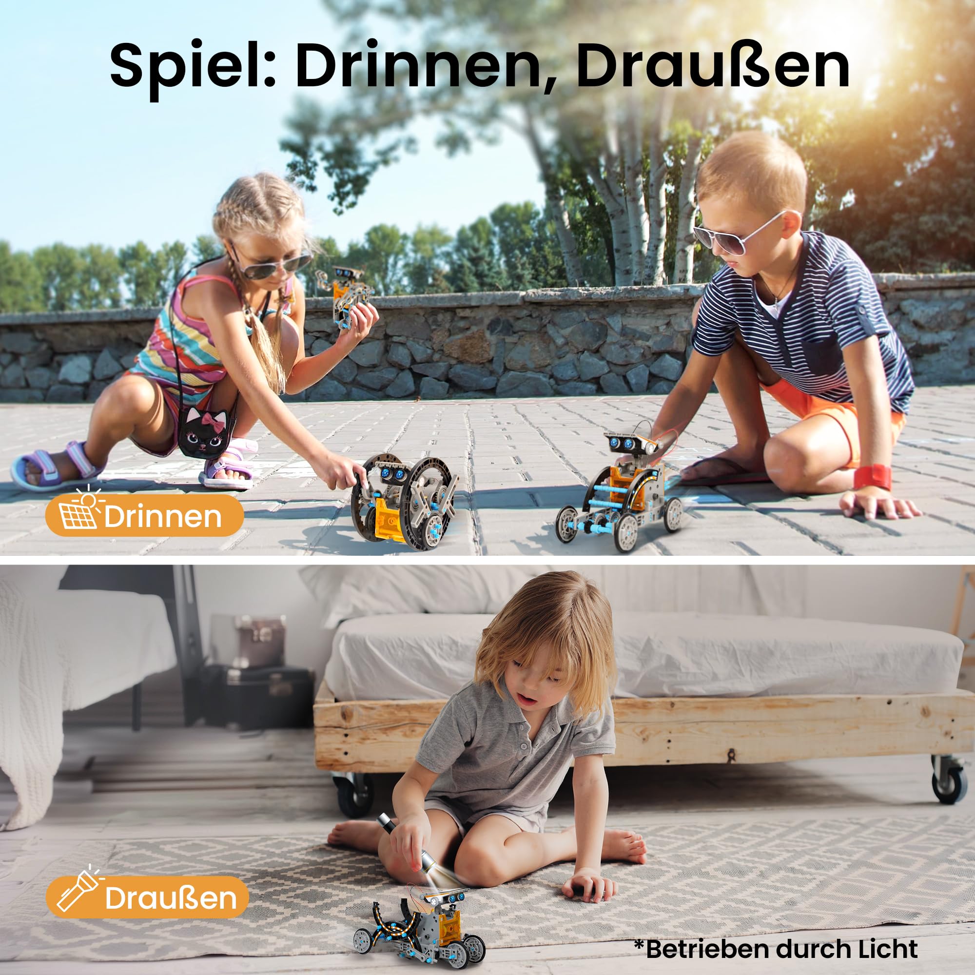 Sillbird Solar Roboter Kinder Spielzeug, 12-in-1 STEM Konstruktion Bauset, 190 Stücke Lernspielzeug Geschenk für Jungen Mädchen ab 8 9 10+ Jahren, Angetrieben durch Solarenergie 4