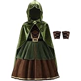 ReliBeauty Archer Costume Girls Huntress Costume for Girls with Cape,Green