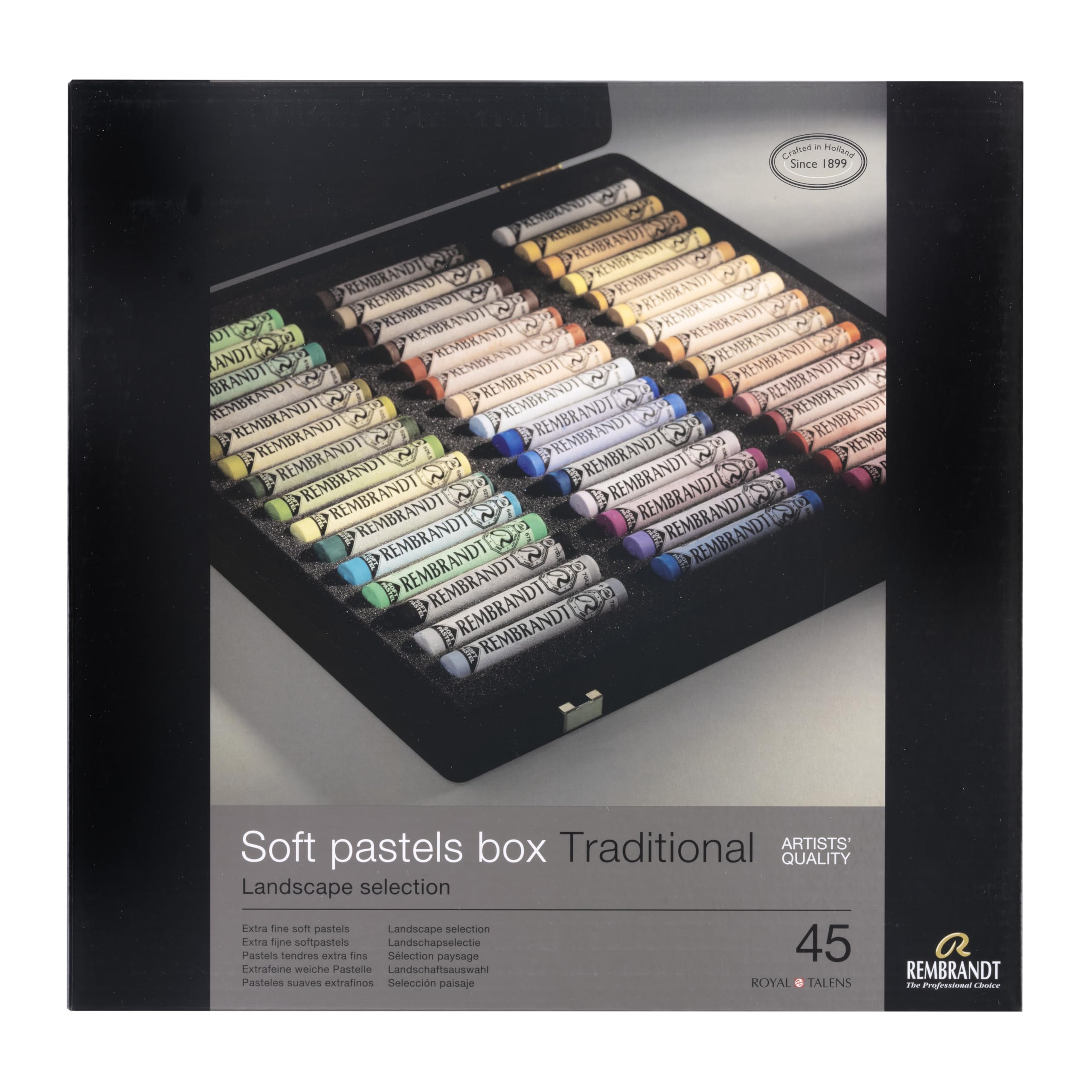 Rembrandt Professional Soft Pastel Set in Luxury Wooden Box | Landscape Selection Traditional | 45 Whole Pastels
