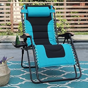 Sophia & William Padded Zero Gravity Chair Oversize Lounge Chair with Free Cup Holder, Supports 350 LBS