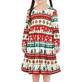 DREAMHALO Little Kids Casual Dress for Girls Long Sleeve Dresses Cute Skirt Soft Toddler Viscose from Bamboo Clothes