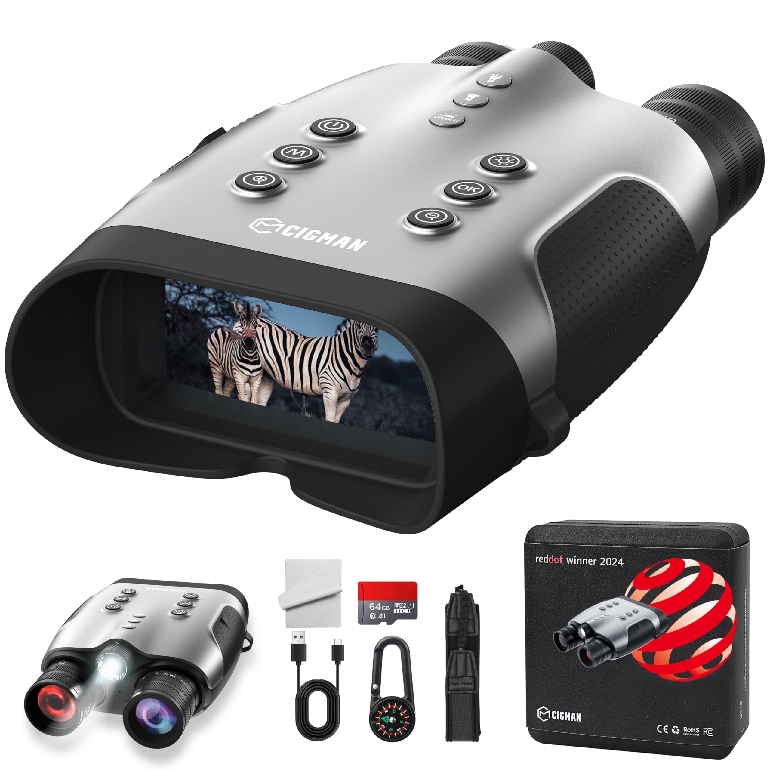 Photo 1 of CIGMAN True 4K Night Vision Binoculars,Infrared Goggles with Full-Color Low-Light Imaging, 7-Layer Coated Lens,18H Battery for Wildlife, Security, Outdoor Adventure