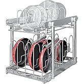 TQVAI Pots and Pans Organizer, Full-Extension Pull Out Cabinet Organizer, Slide Out Drawers for Kitchen Cabinets with Adjustable Dividers, Request at Least 15.5" W x 23.5" D x 23.5" H Opening - Chrome