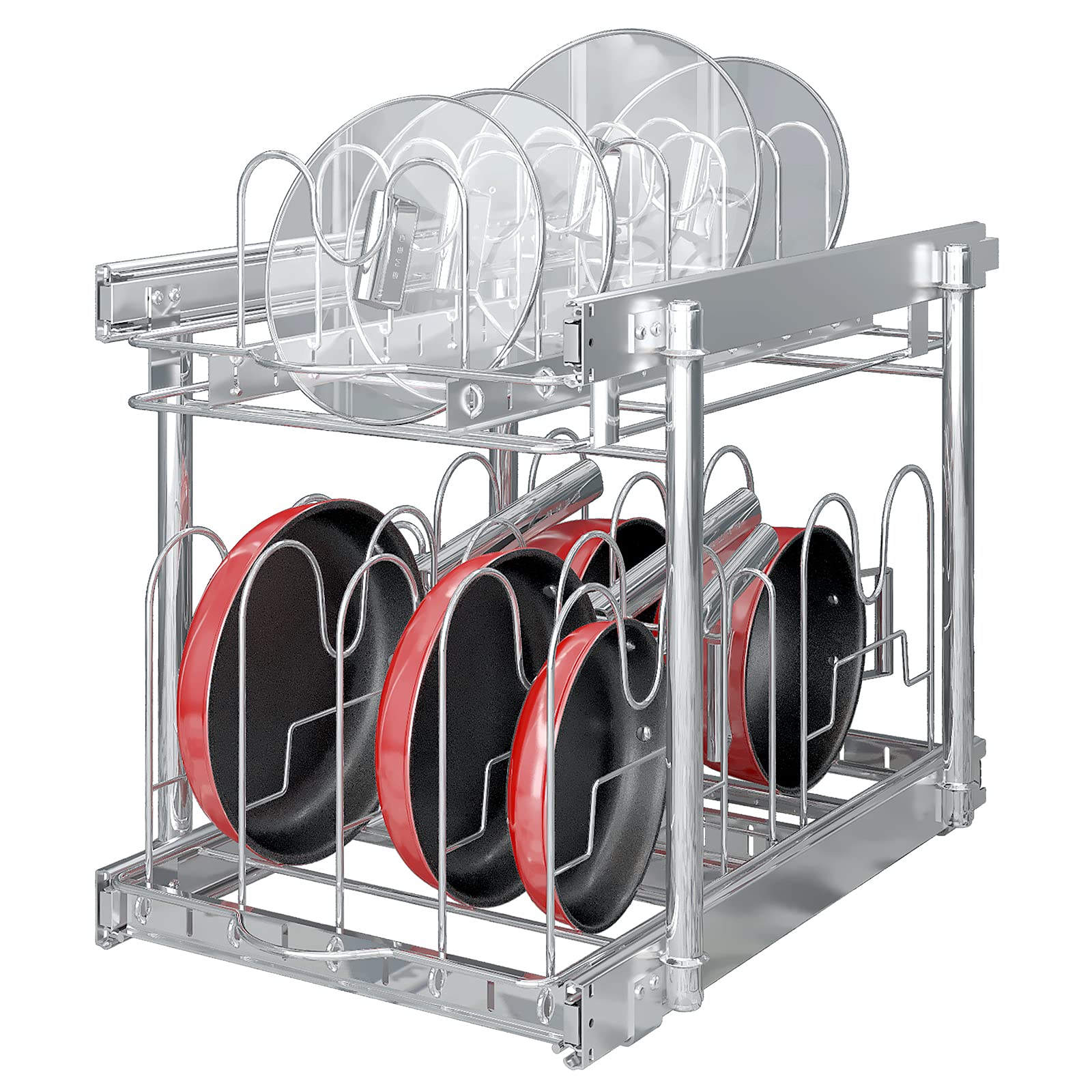 Photo 1 of **MISSING PARTS**
TQVAI Pots and Pans Organizer, Full-Extension Pull Out Cabinet Organizer, Slide Out Drawers for Kitchen Cabinets with Adjustable Dividers, Request at Least 15.5" W x 23.5" D x 23.5" H Opening - Chrome