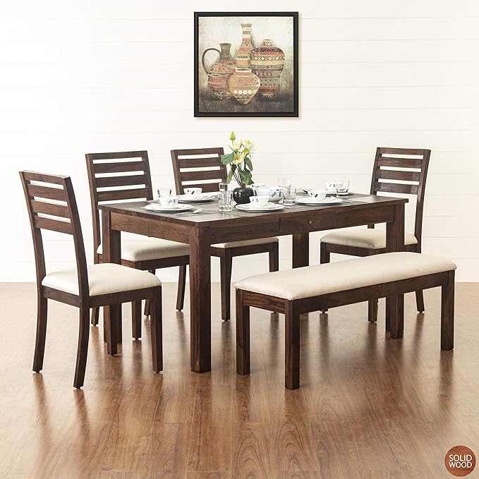Home Centre Veda 6Seater Sheesham Wood Dining Table Set with 4 Chairs