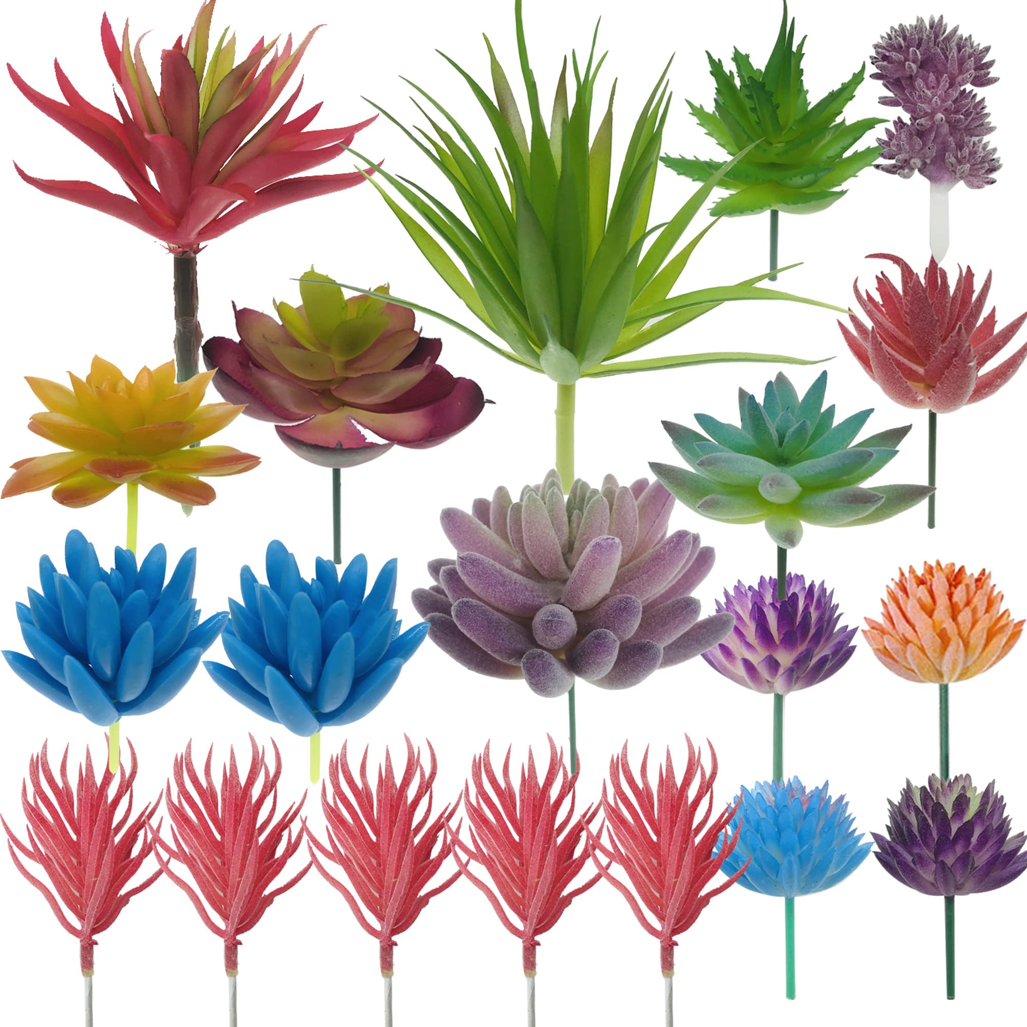 Woohome Artificial Succulents, 20 Pack Realistic Faux Succulents Mixed Colors Fake Succulents Fake Plants for Decoration, DIY Crafting Home Floral Garden Arrangement Office Decor, Multicolor B