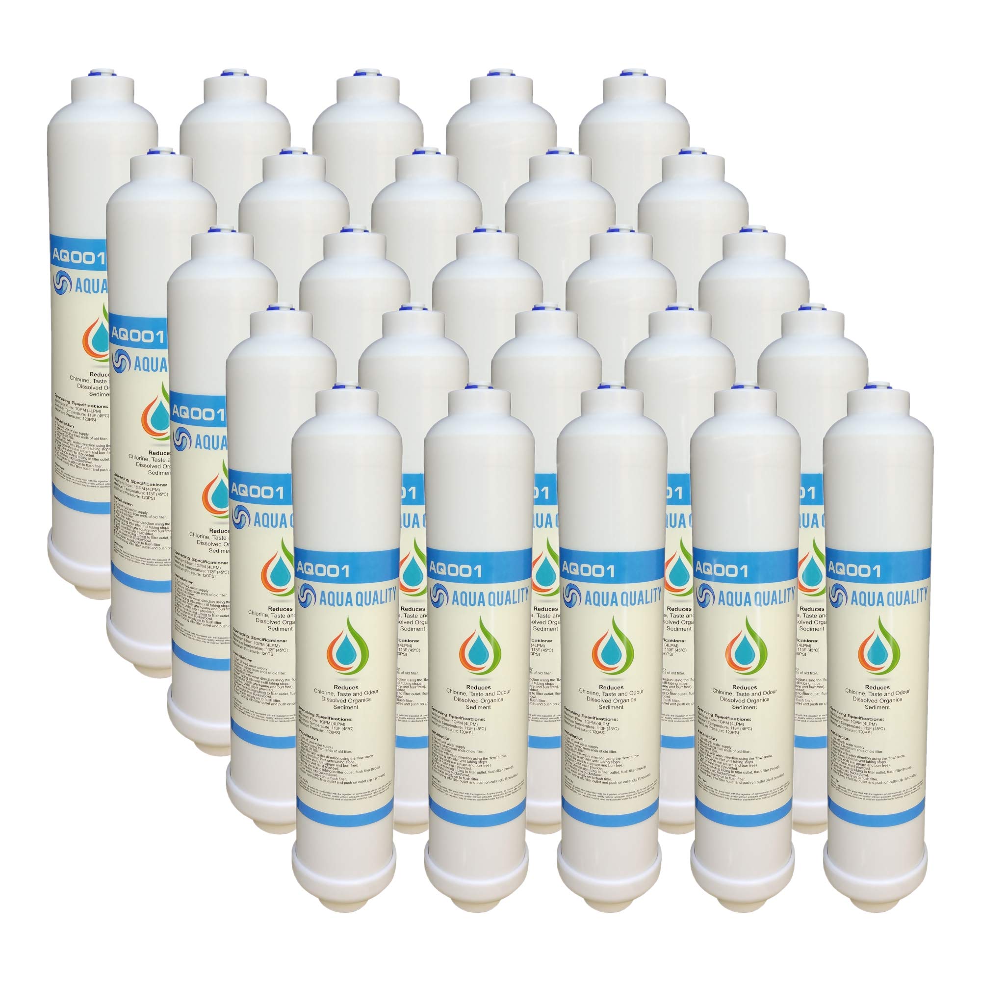 Aqua Quality Inline Fridge Water Filters Compatible with Samsung, Daewoo, LG, Kenwood, Hotpoint, and more! Removes Chlorine Taste and Odour | Enjoy Great Tasting Water (25 Pack)