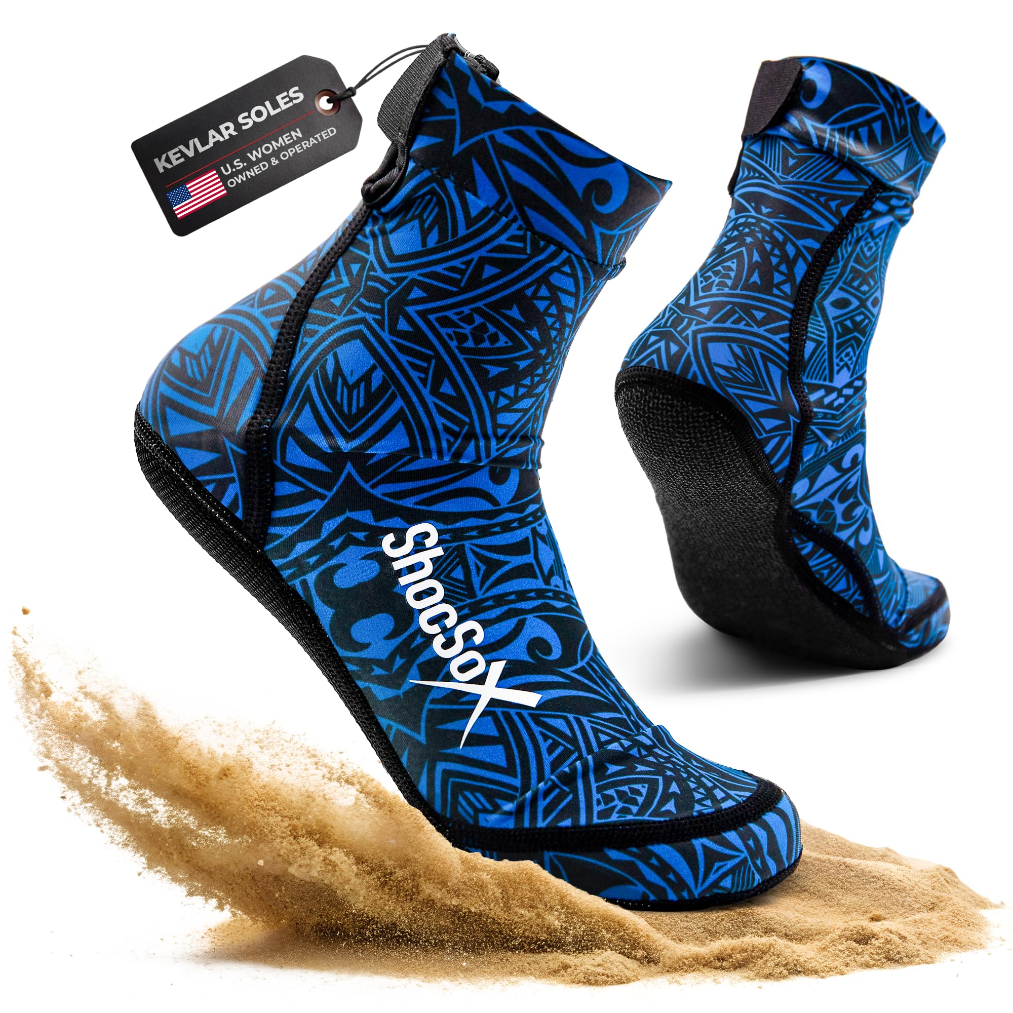 Photo 1 of ShocSox Beach Volleyball & Sand Soccer Socks No-Holes Guaranteed Soles for Maximum Protection (US, Alpha, Medium, Regular, Regular, Blue Polynesian)