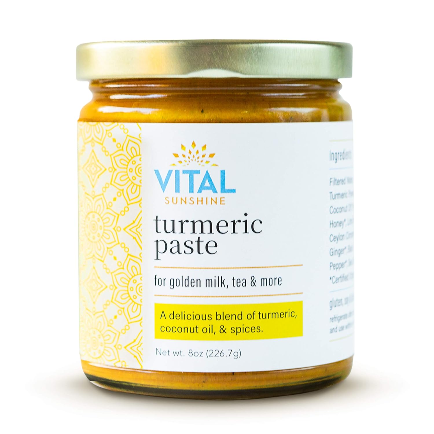Amazon Com Turmeric Paste For Golden Milk Turmeric Tea Turmeric Lattes And More By Vital Sunshine 42 Servings Great Source Of Curcumin Grocery Gourmet Food