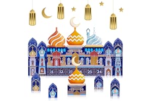 Dreamtop Ramadan Advent Calendar, 30 Day Ramadan Countdown Calendar Kids DIY Ramadan Advent Gift Box Reusable Eid Mubarak Decorations Cardboard Number Boxes For Ramadan Party Supplies