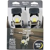 Nite Ize CamJam Ratchet Strap System - Easy-Release Patented Lever Pawl - Tie Down Straps &amp; Ratchet with Adjustable Positioning for Varied Configurations - 500 lb Working Load Limit - Small (2 Pack)