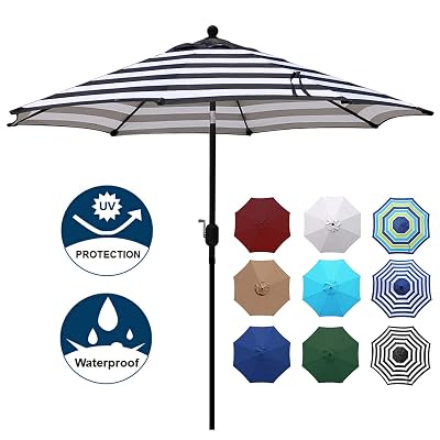 blissun 9' outdoor aluminum patio umbrella Umbrella, Outdoor Table Umbrella, Yard Umbrella, Market with 8 Sturdy Ribs, Push Button Tilt and Crank (Black) : Patio, Lawn & Garden Premium Durability with Eight Aluminum Ribs Blissun 9' Outdoor Aluminum Patio