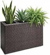 CASARIA Large Tall Rattan Flower Pot Planter with 3 Inner Pots Brown 83x30.5x60