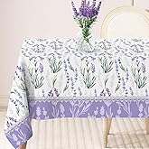 Lavender Flower Tablecloth 60 x 104 Inch Watercolor Purple Floral Table Cloth Table Cover for Spring Summer Party Picnic Home Kitchen Dining