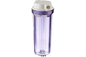 Hydronix HF2-10CLWH12, 10" Clear Housing with White Flat Cap for RO & Filtration Systems, 1/2" Ports