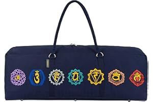 YOGALATEST Seven Chakra Cotton Canvas Yoga Kit Bag for Men & Women Cotton Fabric With 7 Chakra Embroidery Carrier Bag Large Pocket (29x8x12)