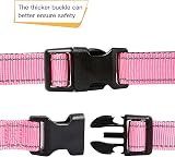 HEELE Reflective Dog Collar Pink XS 20-30cm 2cm Nylon Neoprene Padding view 4
