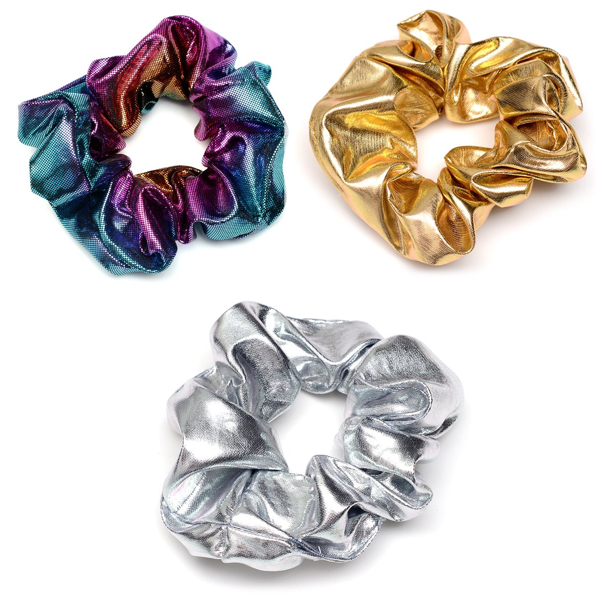 8/12 Pcs Shiny Metallic Hair Scrunchies Ponytail Holder Elastic Hair