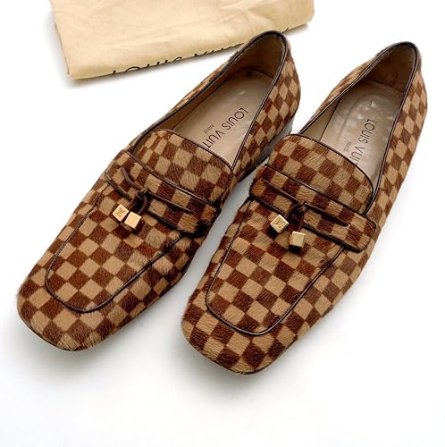 Amazon ルイ ヴィトン Louis Vuitton シューズローファー ハラコ 37サイズ ダミエ ブラウン 37 Us7 5 レディース 中古 Louis Vuitton ルイヴィトン ローファー スリッポン