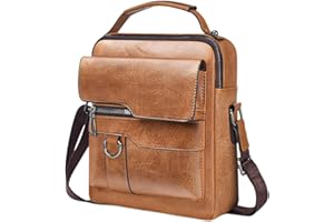 CASEDEER Small Crossbody Bag for Men, PU Leather Purse Messenger Crossbody Bags Satchel Pouch Sling Chest Work Travel Outdoor