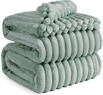 BEDSURE kuscheldecke 220x240 für Zimmer Deko - Tagesdecke, Wolldecke & Fleecedecke, Sofadecke, Weiche Warme Grobe Korddecke für Couch, Geschenke für Frauen, XXL Große Decke, Grün, 220 x 240 cm
