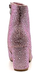 Women Rhinestone Block Chunky Heel Ankle Bootie