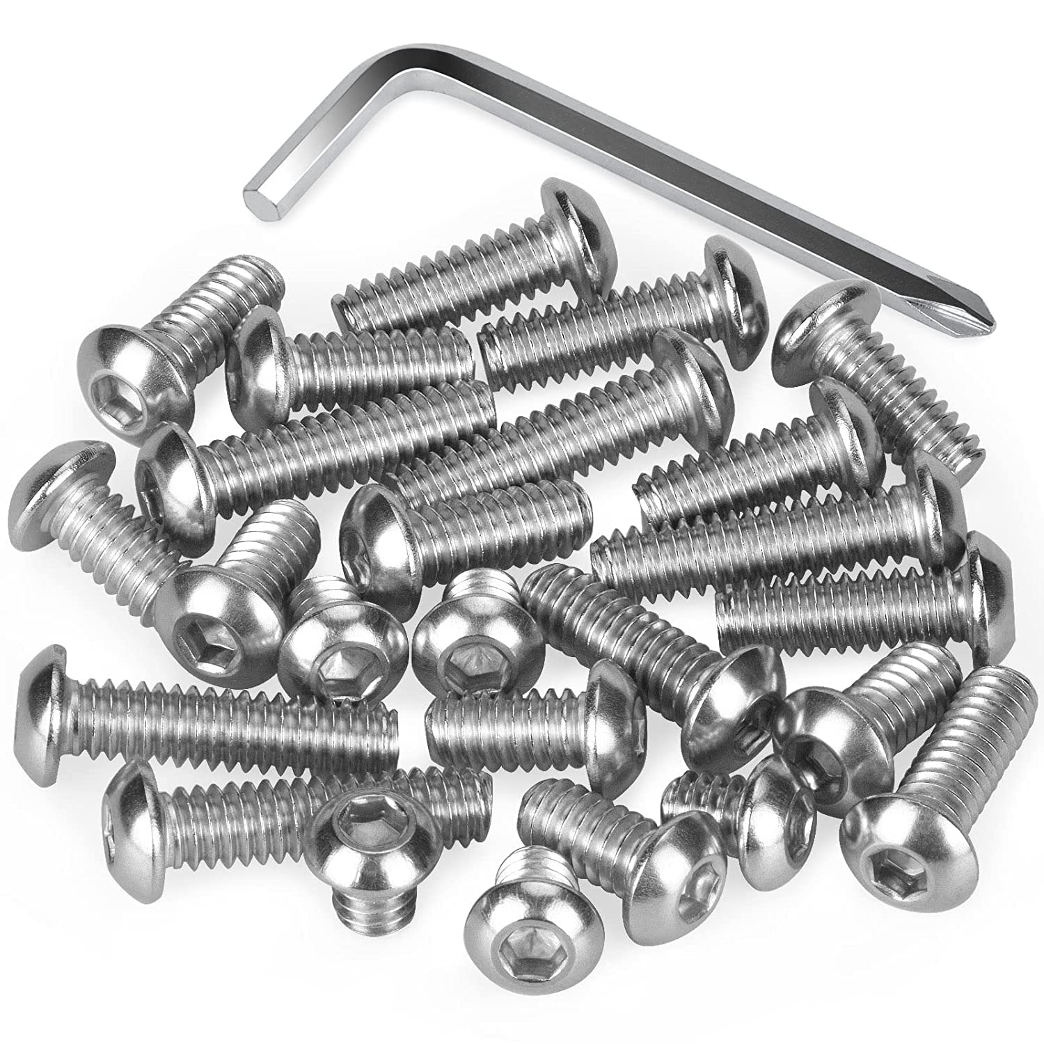 Oumuik 1/4 Inch 304 Stainless Steel Hex Threaded Screw 25pcs With Small Wrench for Camera
