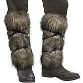 HiiFeuer Viking Artificial Fur Barbarian Leg Warmers Wrap, Medieval Fuzzy Gaiters, Warrior Shin Guards Vintage Leg Armor