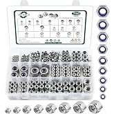 SAE &amp; Metric Nylon Insert Lock Nuts Kit (750Pcs), Lock Nuts Assortment Kit | 304 Stainless Steel Locknuts Sets 6#32 8#32 10#24 10#32 1/4"-20 5/16"-18 3/8"-16 1/2"-13 M2 M2.5 M3 M4 M5 M6 M8 M10 M12