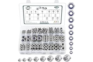 JMINRUN 750PCS SAE & Metric Nylon Insert Lock Nuts Kit, 304 Stainless Steel Standard Thread Nylock Nuts for Bolt, 6#32 8#32 10#24 10#32 1/4"-20 5/16"-18 3/8"-16 1/2"-13 M2 M2.5 M3 M4 M5 M6 M8 M10 M12