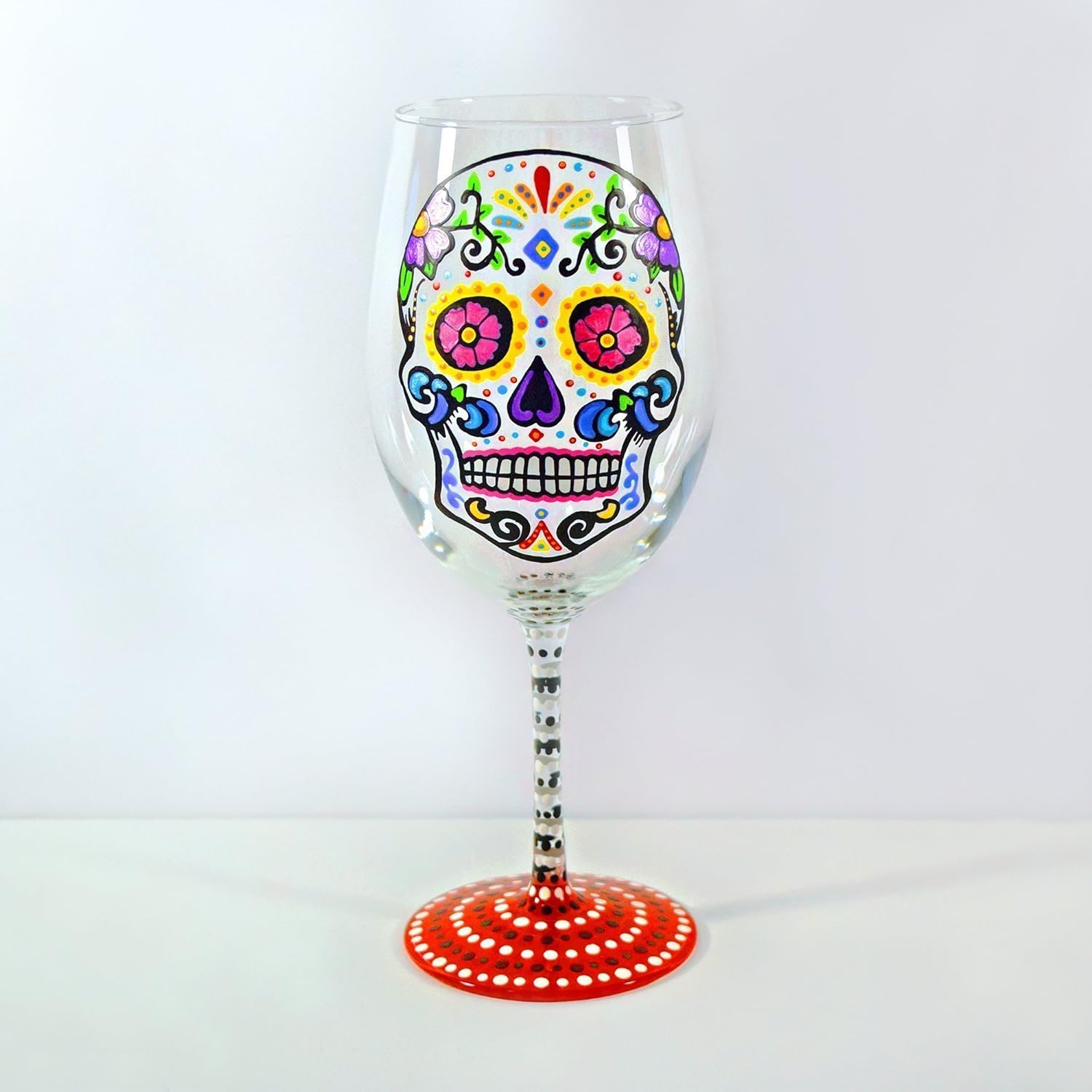 Amazon.com: Hand Painted Sugar Skull Wine Glass: Handmade